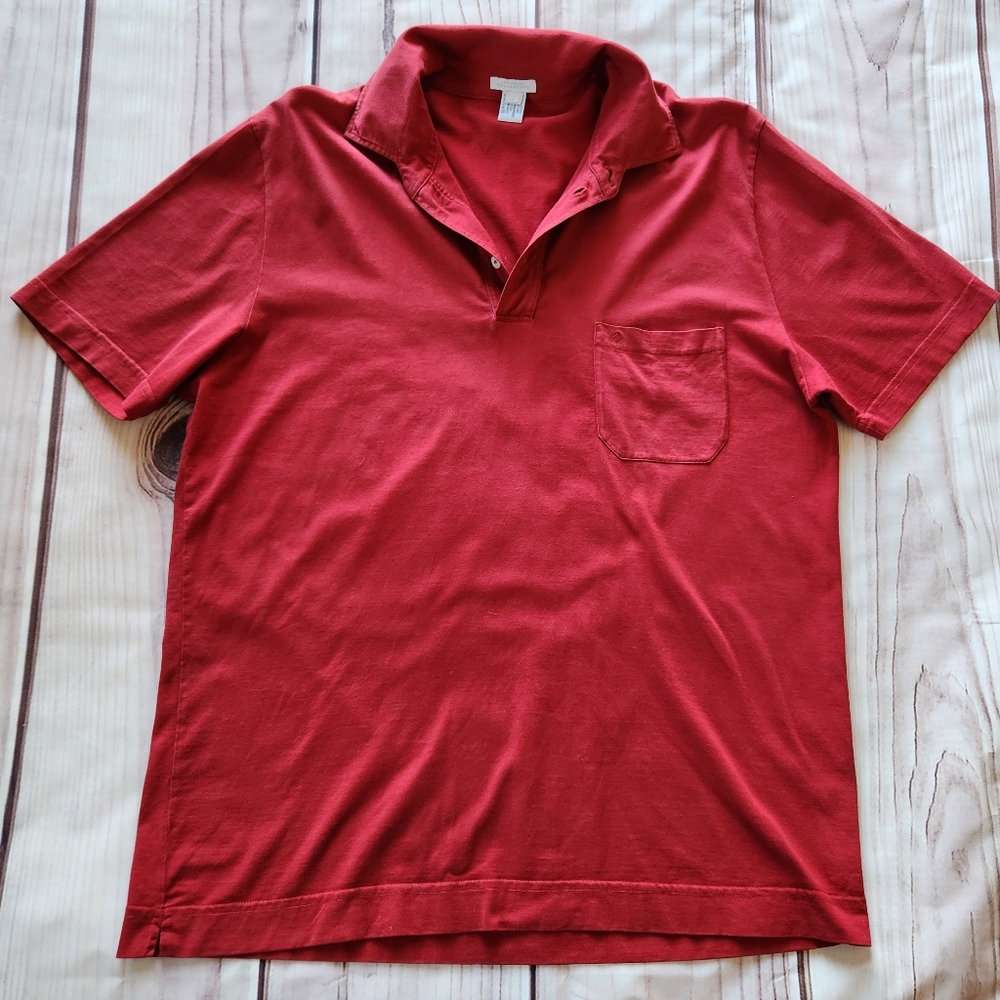 Ballantyne Italian Designer Polo Shirt Red 100% Cotton | Men's Size L